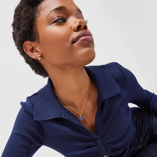 ペンダント  Magic Nature  ディスク  12mm　イエローゴールドコーティング　ラピスラズリ　