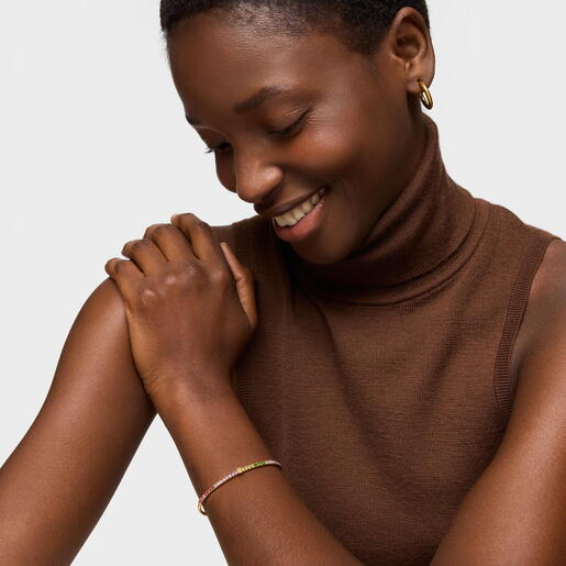 18kt gold-plated silver Bangle with gemstones TOUS Straight