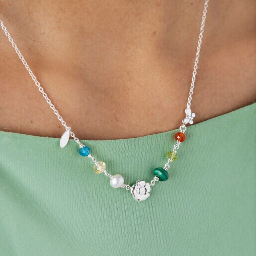 Collar Fragile Nature de plata y gemas