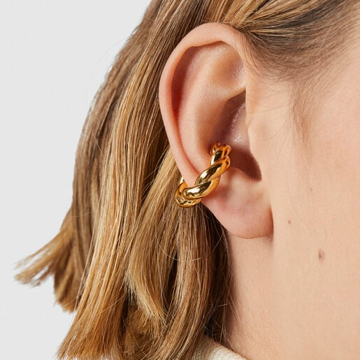 Earcuff XL con baño de oro 18 kt sobre plata Twisted