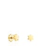 Gold Puppies Earrings Flower motif