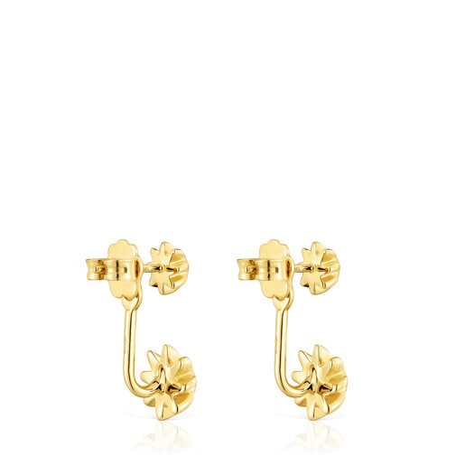 Long double Earrings with 18kt gold plating over silver and gemstones Galia