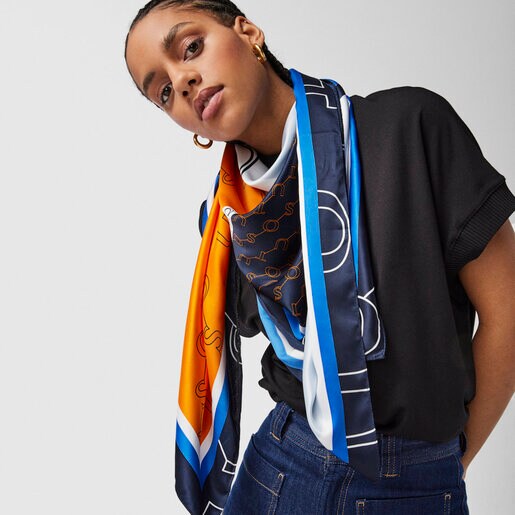 Orange Script Soft Poly Scarf