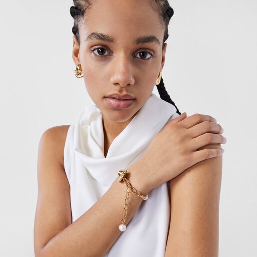 Silver Vermeil Oceaan shell Bracelet with pearls