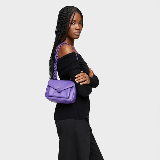 Small purple leather Crossbody bag TOUS Bold Bear