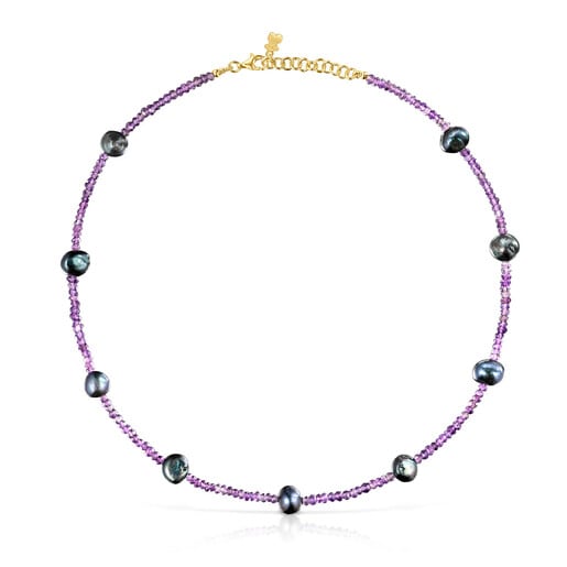 Collier TOUS Color en améthystes et perles grises