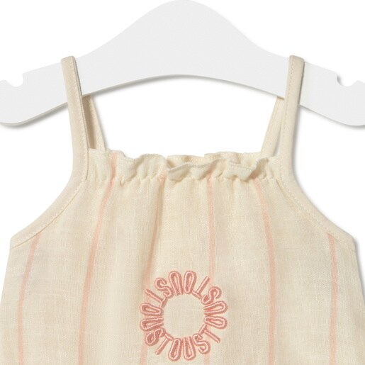 Baby girls striped romper in Classic pink