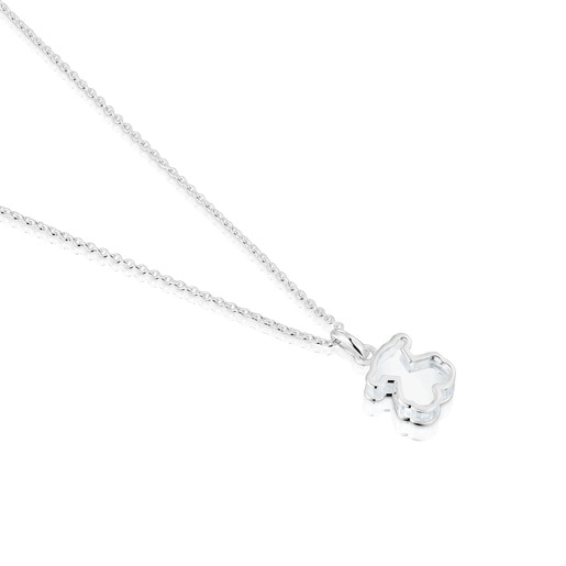 Collar corto de plata y metacrilato blanco Galaxy