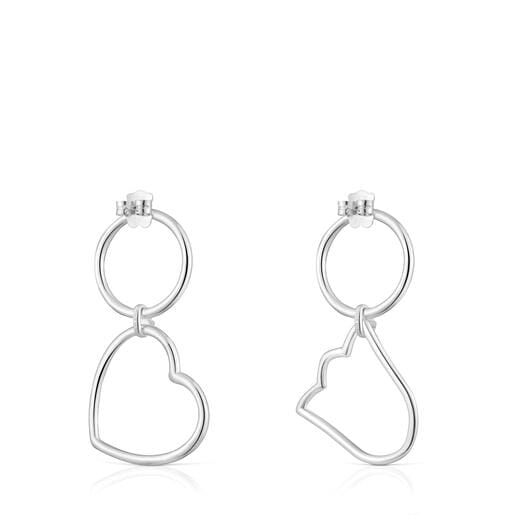 Aretes cortos de plata y motivos Straight