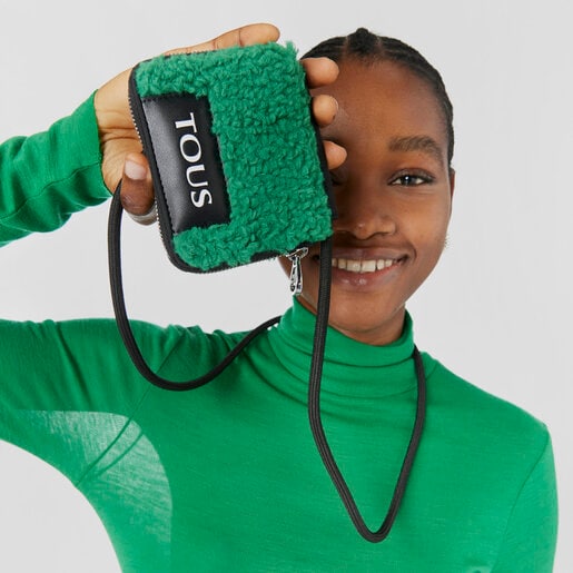 Green TOUS Empire Fur Hanging change purse