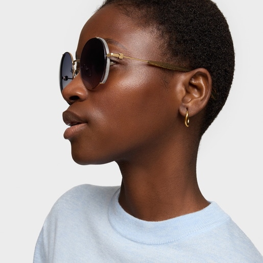 ブラウン サングラス Round Metal