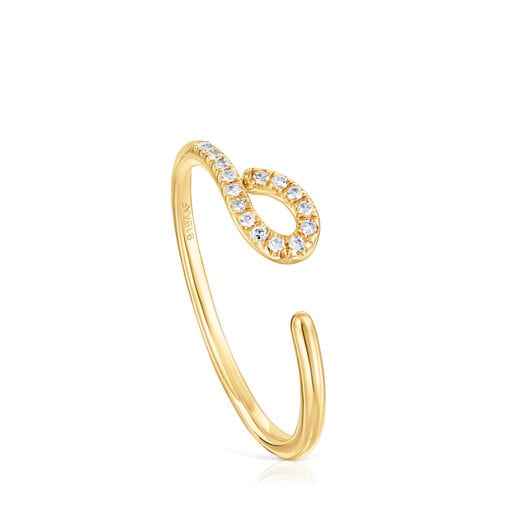 Zlatý Otevřený prsten Bent s diamanty o hmotnosti 0,06 karátu