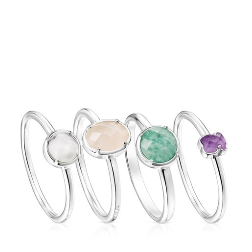 Tous - Cool Color – Sada Prstenů Ze Stříbra S Drahokamy Velikost N12