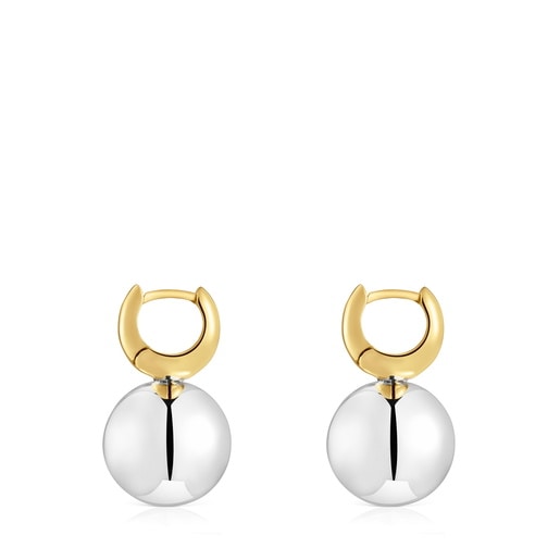 Boucles d’oreilles anneaux bicolores motif bille Warm