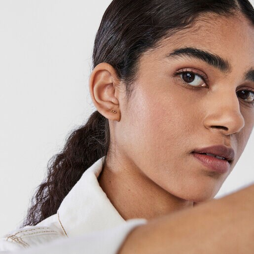 Золотые серьги Straight Color с драгоценными камнями