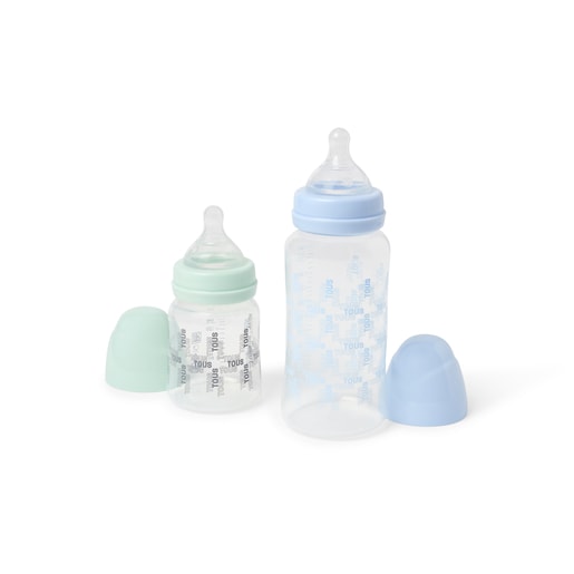 Pack of 2 baby bottles in Square sky blue