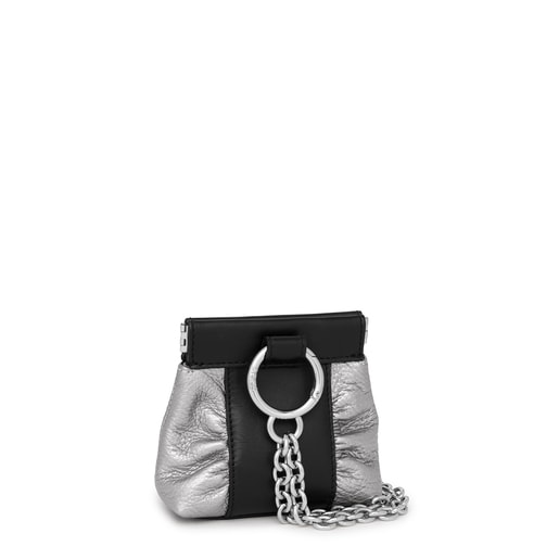 Mini silver colored leather TOUS Empire One-shoulder bag