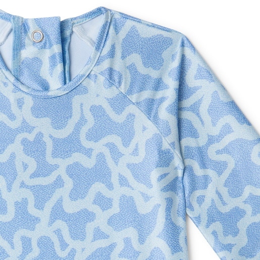 Bañador integral de niña manga larga Kaos azul