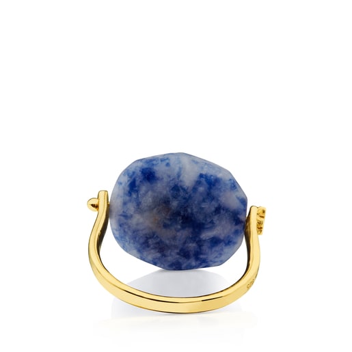 Anillo Terra con baño de oro 18 kt sobre plata con Sodalita
