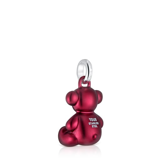 Pendentif ourson en acier rouge moyen Bold Bear