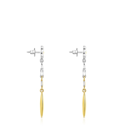 Long gold colored IP Steel Fragile Nature Earrings
