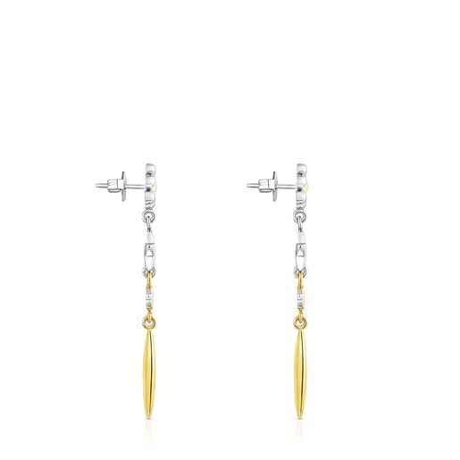 Длинные стальные серьги Fragile Nature с золотистым ионным покрытием