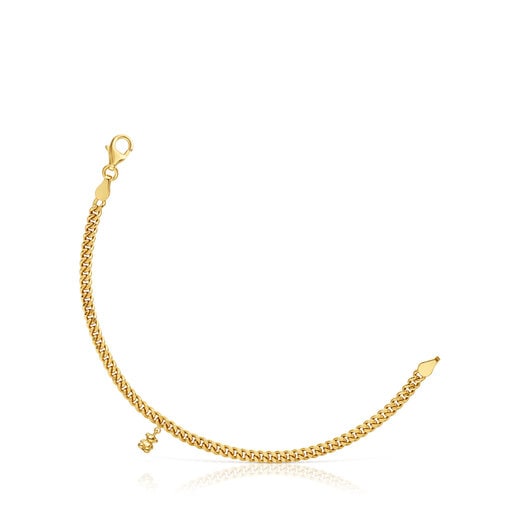 Curb chain Bracelet with 18kt gold plating over silver Bold Bear