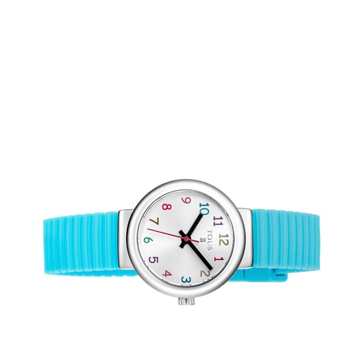 Steel Rainbow Watch with mint Silicone strap