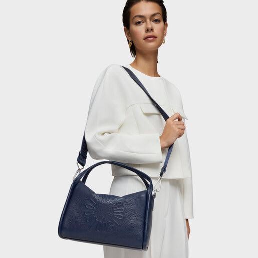 Navy blue leather TOUS Miranda City bag