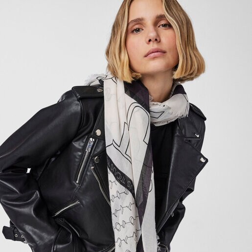 White Script Soft Scarf