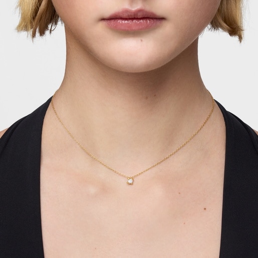 שרשרת Color Pills קצרה מכסף בציפוי זהב 18 קראט עם יהלום מעבדה