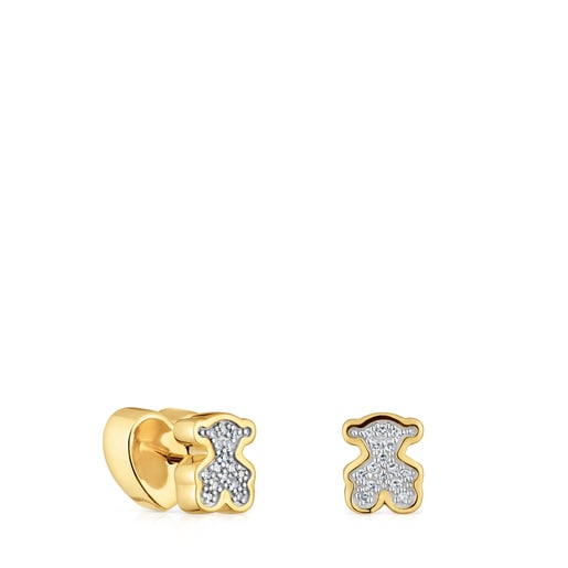 18kt gold plating over silver bear Earrings with diamonds TOUS 1950