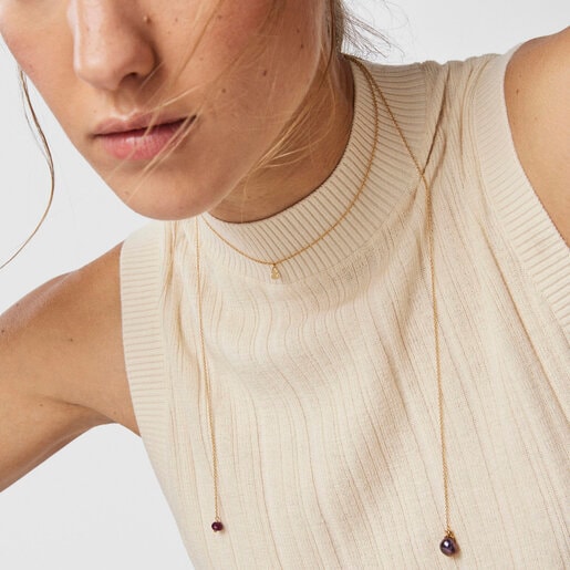 Silver vermeil Teddy Bear Gems open Necklace with pearl and ruby