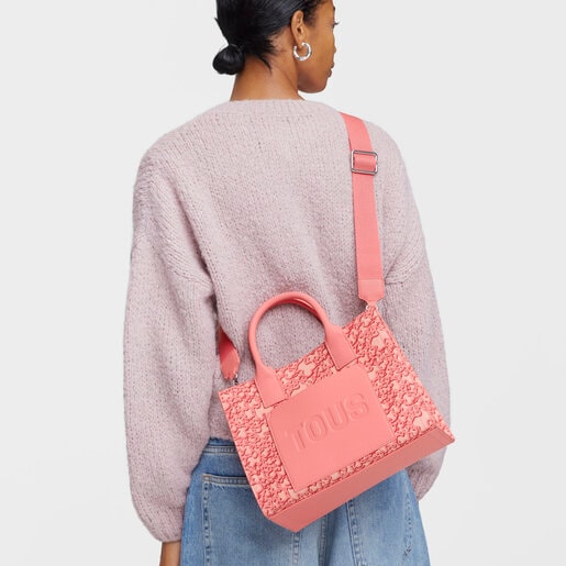 Μεσαίου μεγέθους τσάντα shopper Amaya Kaos Mini Evolution σε κοραλί χρώμα
