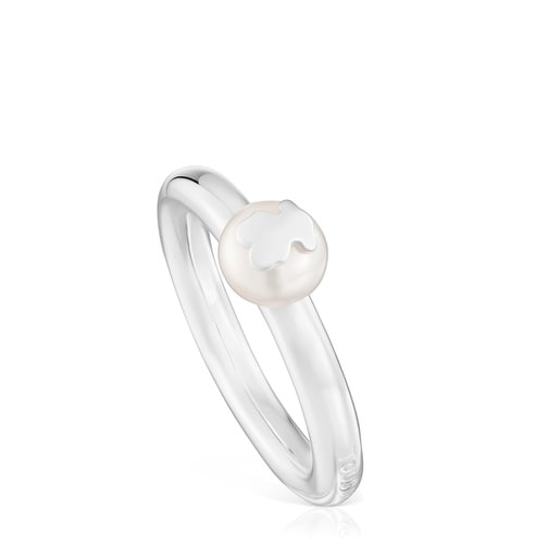Silver and cultured pearl Ring TOUS Icon Pearl