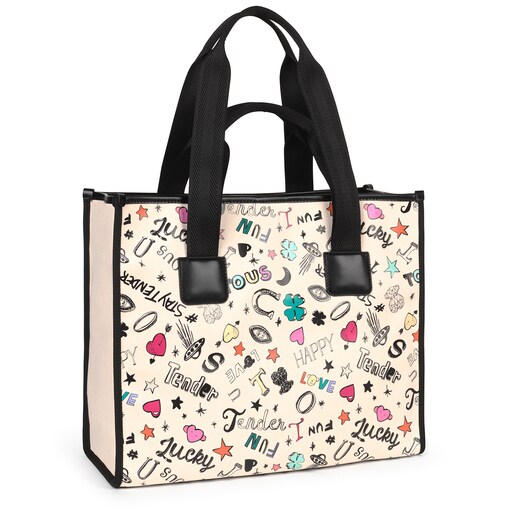 Beige and black cotton TOUS Samba Tote bag | TOUS