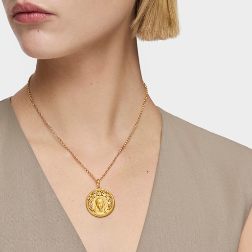 Medalla grande con baño de oro 18 kt sobre plata y topacio Tamara Falcó X TOUS