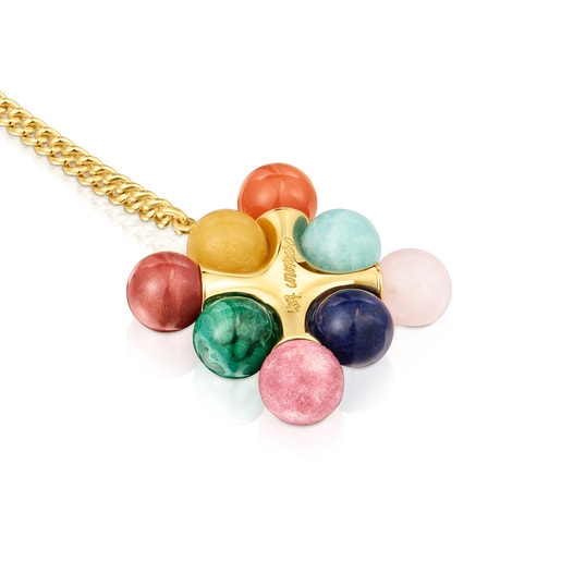 Short 18kt gold plating over silver Necklace with multicolored gemstones TOUS X LEA COLOMBO