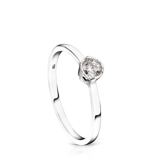 Anillo de oro blanco y diamante motivo oso Boca osos
