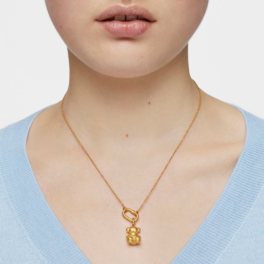 Short Necklace with 18kt gold plating over silver with ring Hold Oval