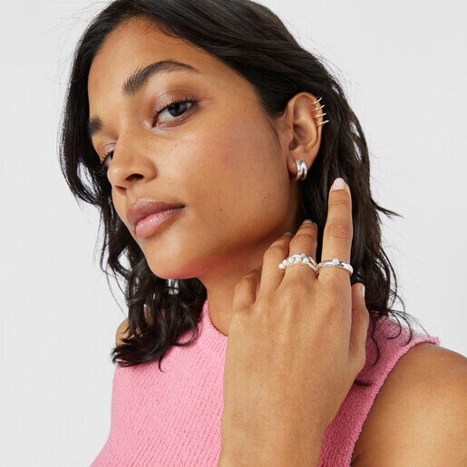 Silver TOUS Fellow Ring with a pearl