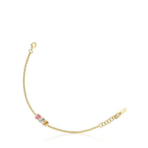 Braçalet cadena amb bany d'or 18 kt sobre plata i gemmes creades al laboratori Icon Color LGG