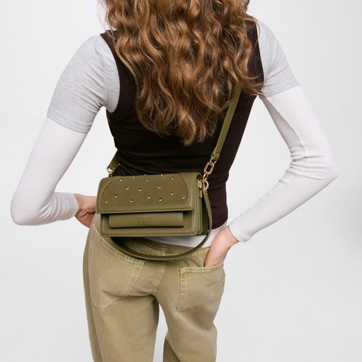 Small olive green Crossbody bag TOUS Audree Strass