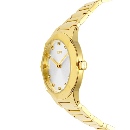 Analogue watch with gold-colored IPG steel wristband Karat Oval