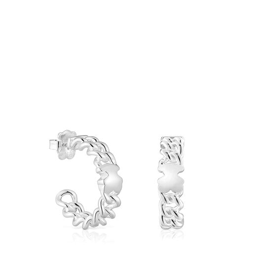 Short silver bear-motif Hoop earrings Bold Motif | TOUS