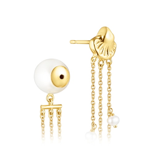 Aros largos Oceaan conchas-cadenas de oro y perlas