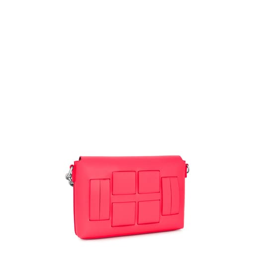 Malá crossbody kabelka TOUS Damas v neonově růžové a hnědé barvě