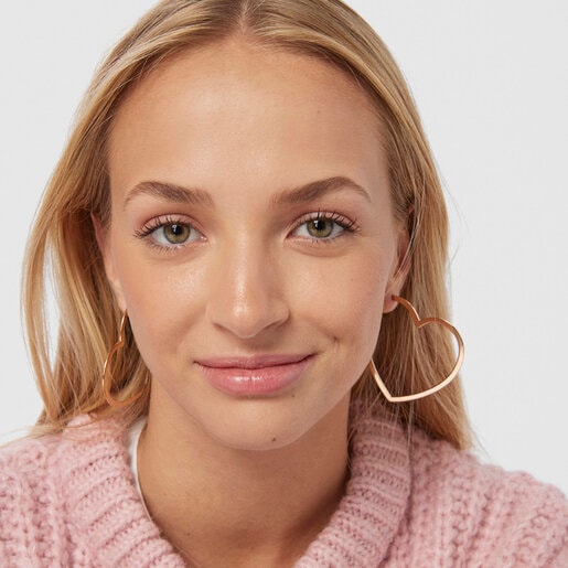 Silueta heart Earrings in Rose Silver Vermeil