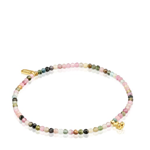 18kt gold plating over silver elastic Bracelet with tourmalines TOUS Bold Bear