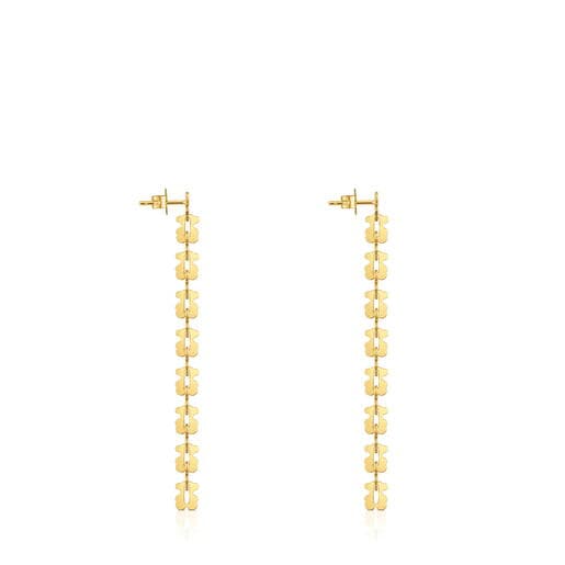 Pendientes largos de acero en color dorado con motivos oso Carrusel